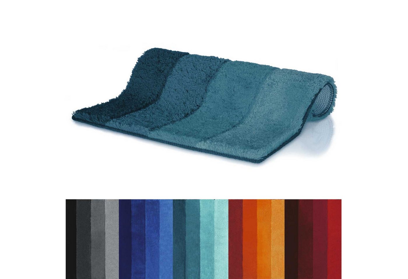 spirella Badematte Spirella Badteppich Badematte Badvorleger Duschvorleger Mikrofaser, Höhe 25 mm, Badteppich Hochflor 20-25 mm, Für Fussbodenheizung geeignet, 90% Polyester, rechteckig