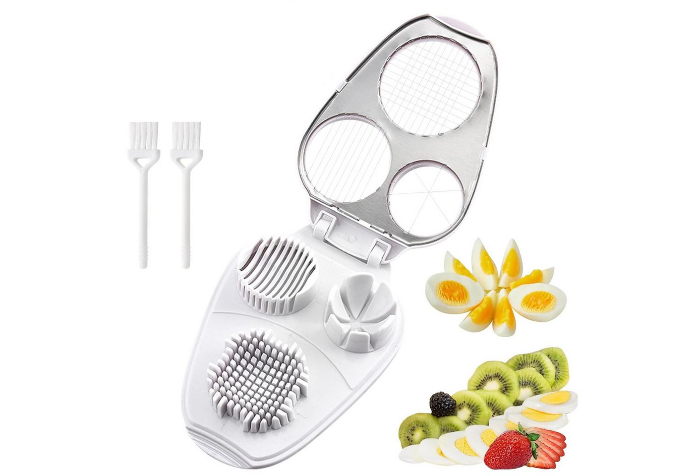 FOUORTUNATE-BEE Eierschneider 3-in-1 Eierschneider 3 Schneidemodi Scheiben/Keile/Würfel, (für Obst Pilze Käse)