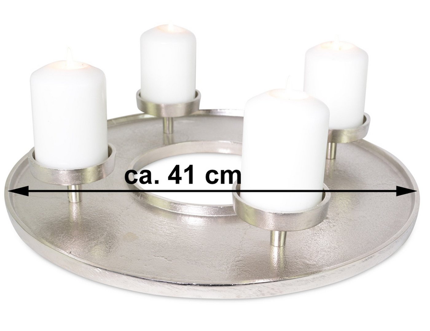 RIFFELMACHER & WEINBERGER Adventsleuchter Adventskranz Kranzschale Ø 41 cm, Metall Silber Bild 2