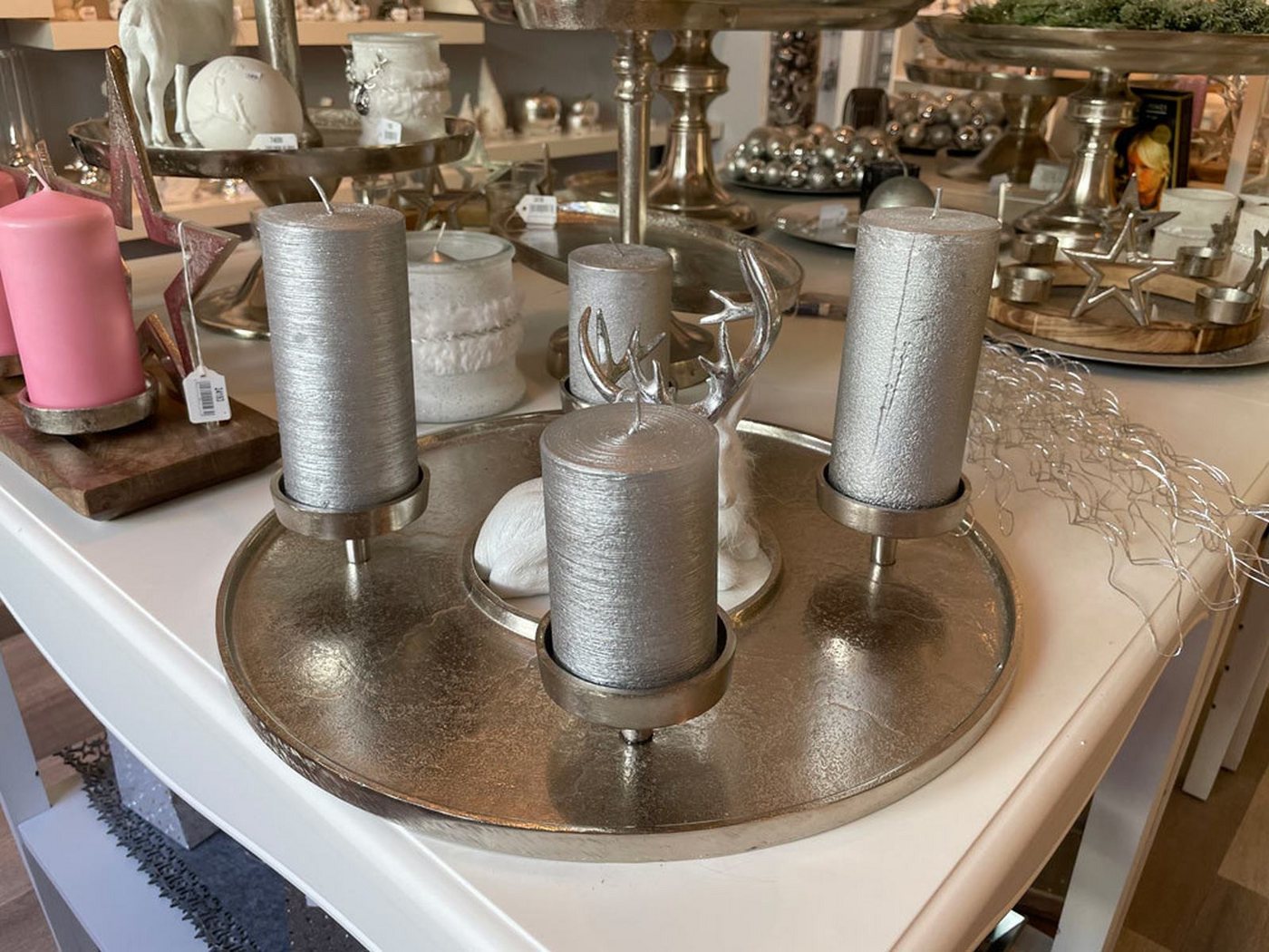 RIFFELMACHER & WEINBERGER Adventsleuchter Adventskranz Kranzschale Ø 41 cm, Metall Silber Bild 4