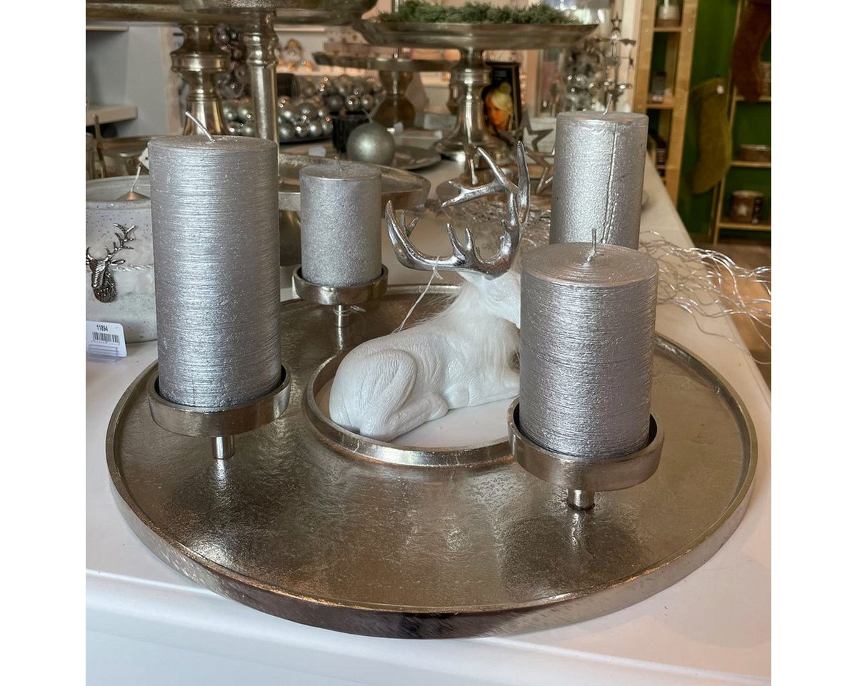 RIFFELMACHER & WEINBERGER Adventsleuchter Adventskranz Kranzschale Ø 41 cm, Metall Silber Bild 5