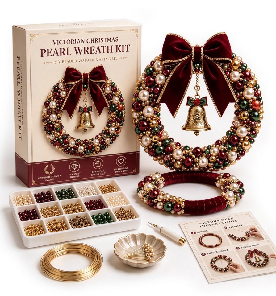 CLTYQ Kreativset Kreativset für einen DIY-Weihnachtskranz mit Perlen, DIY-Weihnachtskranz-Bastelset für die Wohndekoration Bild 4