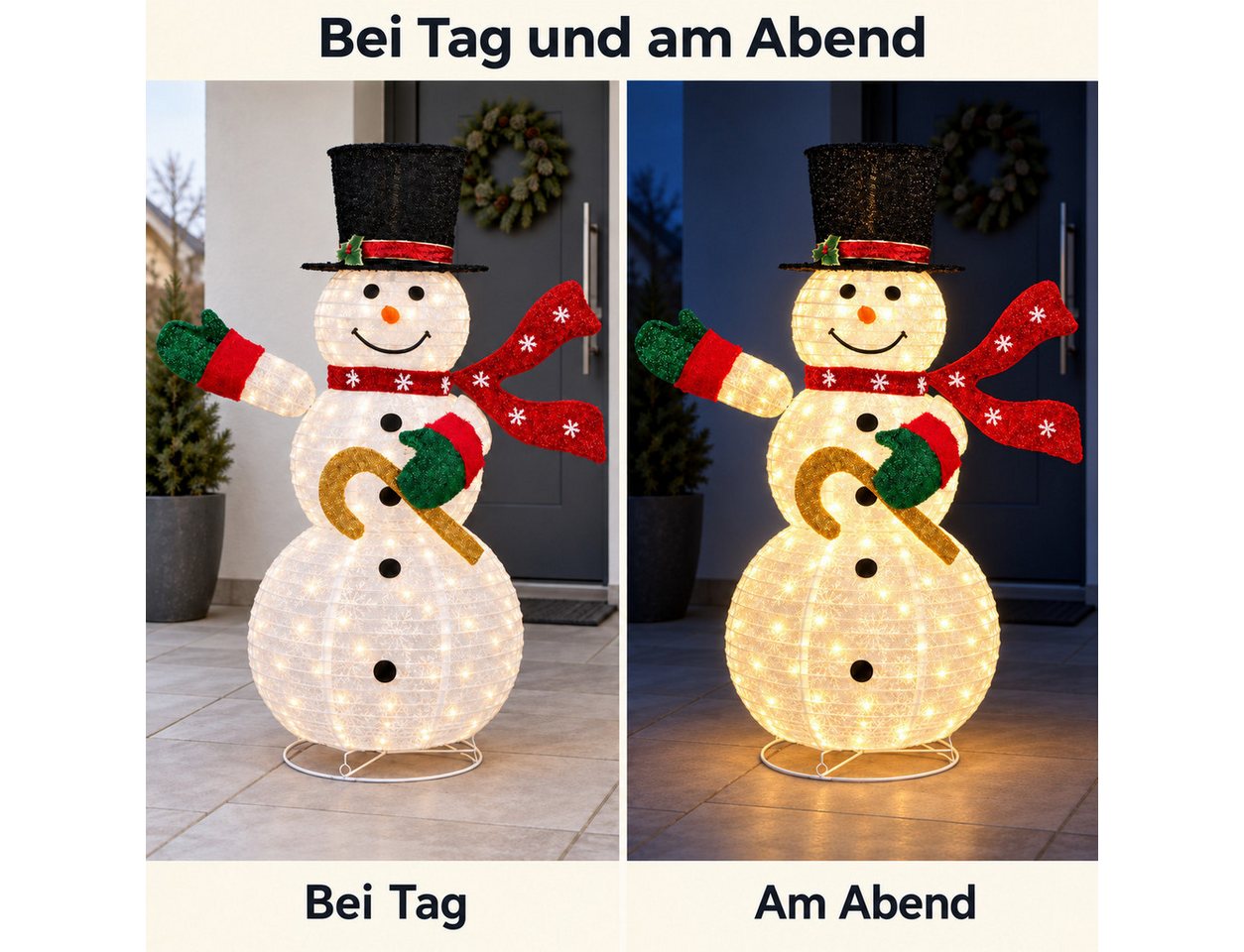 pedete LED Dekofigur Beleuchteter Schneemann. Wetterfeste Weihnachtsdekoration, 100 LED Lichtern für Garten und Haus, 123 cm, Warmweiß, Halloween, Weihnachten, Neujahr, und verschiedene Festtagsdekorationen Bild 5