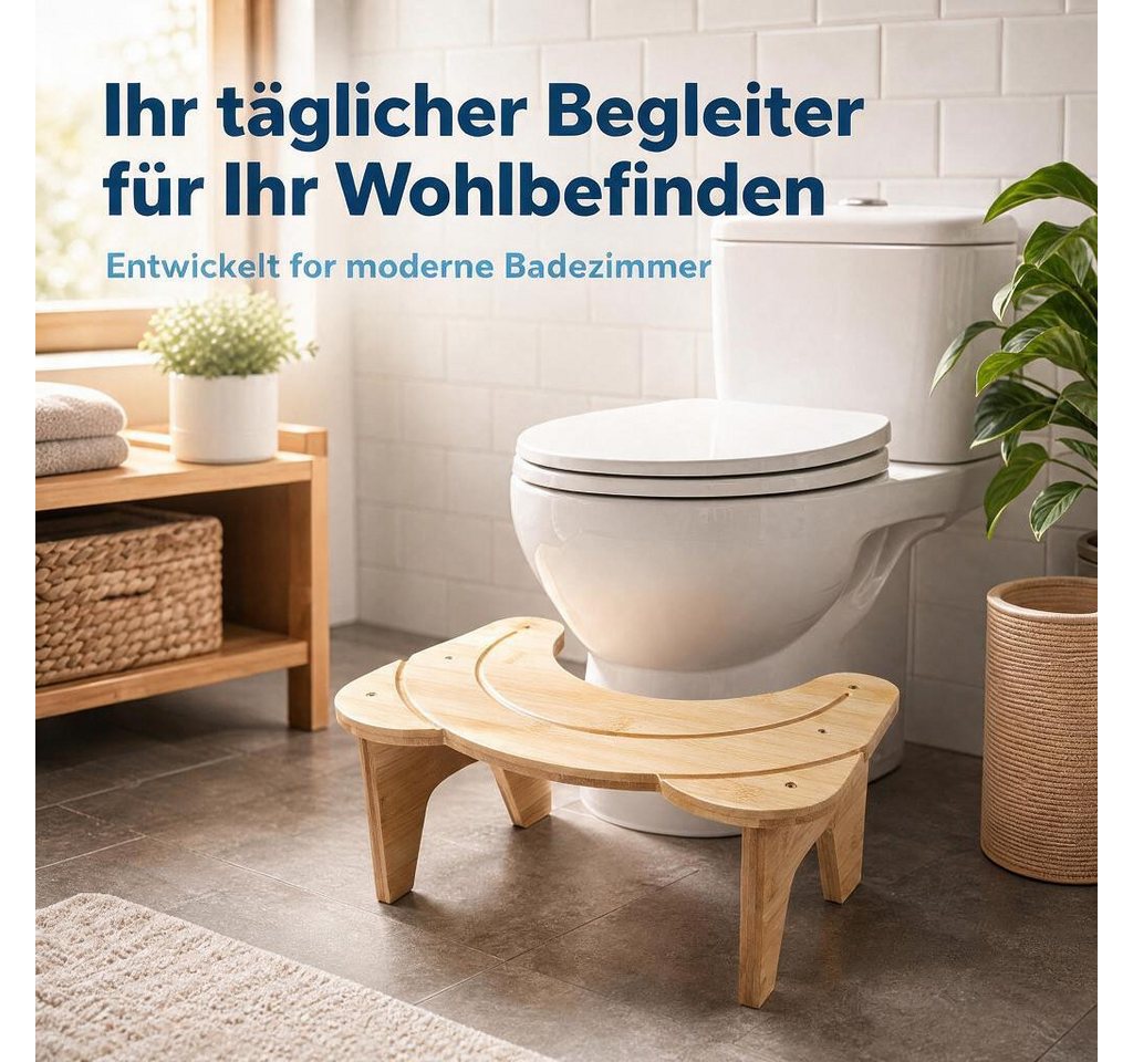 GarveeMore Toiletten-Stuhl Bambus-Toilettenhocker, ergonomischer Toilettenhocker Badezimmerhocker, 18 cm großer Toilettenhocker, für eine bessere Körperhaltung Bild 2