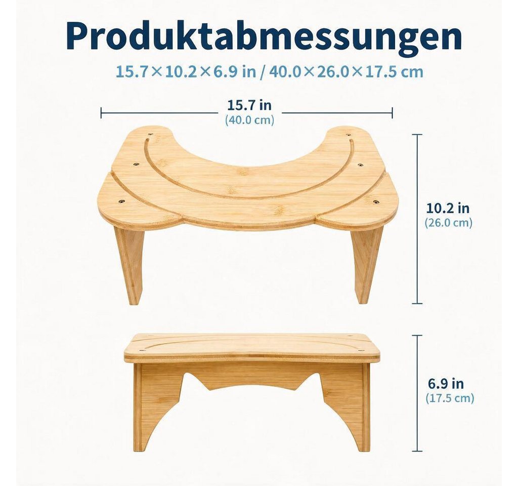 GarveeMore Toiletten-Stuhl Bambus-Toilettenhocker, ergonomischer Toilettenhocker Badezimmerhocker, 18 cm großer Toilettenhocker, für eine bessere Körperhaltung Bild 4