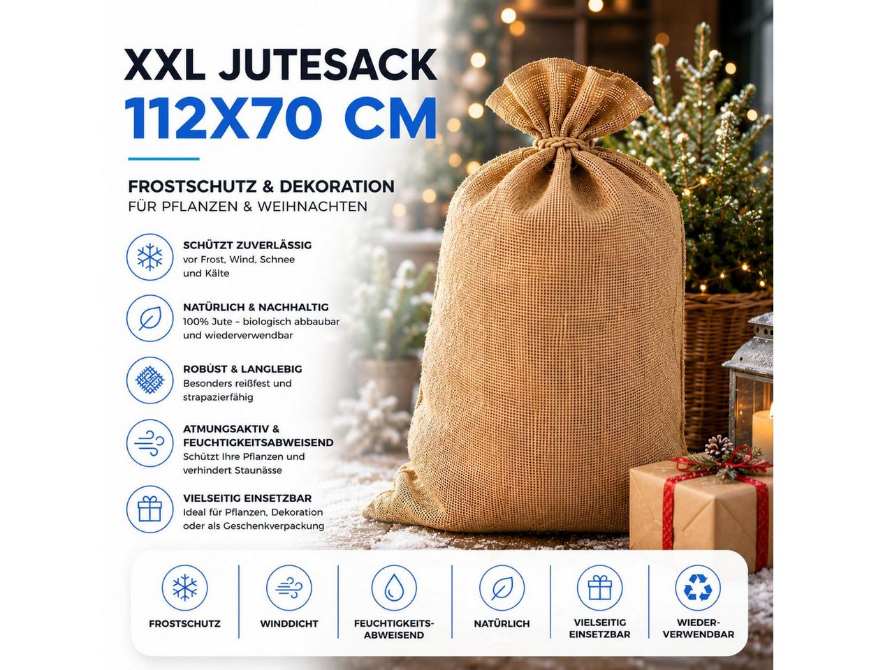 TK Gruppe Fangsack XXL-Jutesack 112 × 70 cm für Pflanzkübel, Geschenke und Dekoration Bild 5