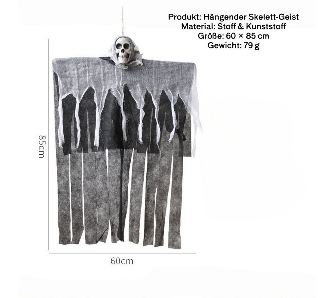 Bomiclss LED-Lichterkette Hängende Totenkopf Geister Deko mit LED Lichtern Halloween Deko, Horror Halloween Deko Innen Garten Tür Ghosts für Draußen Türdeko Bild 3
