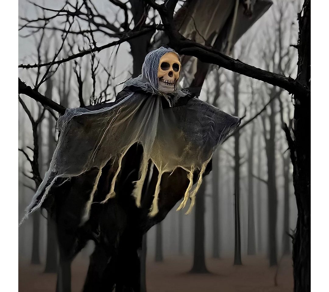 Bomiclss LED-Lichterkette Hängende Totenkopf Geister Deko mit LED Lichtern Halloween Deko, Horror Halloween Deko Innen Garten Tür Ghosts für Draußen Türdeko Bild 5