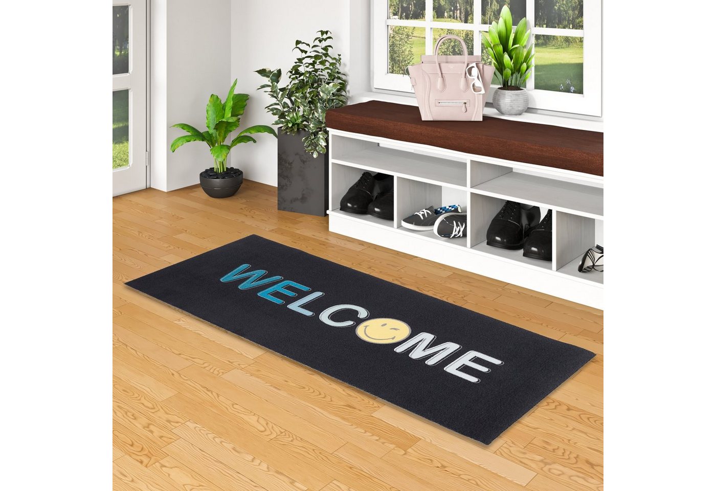 Pergamon Küchenläufer Küchenläufer Teppich Trendy Smiley Welcome, Rechteckig, Höhe: 5 mm