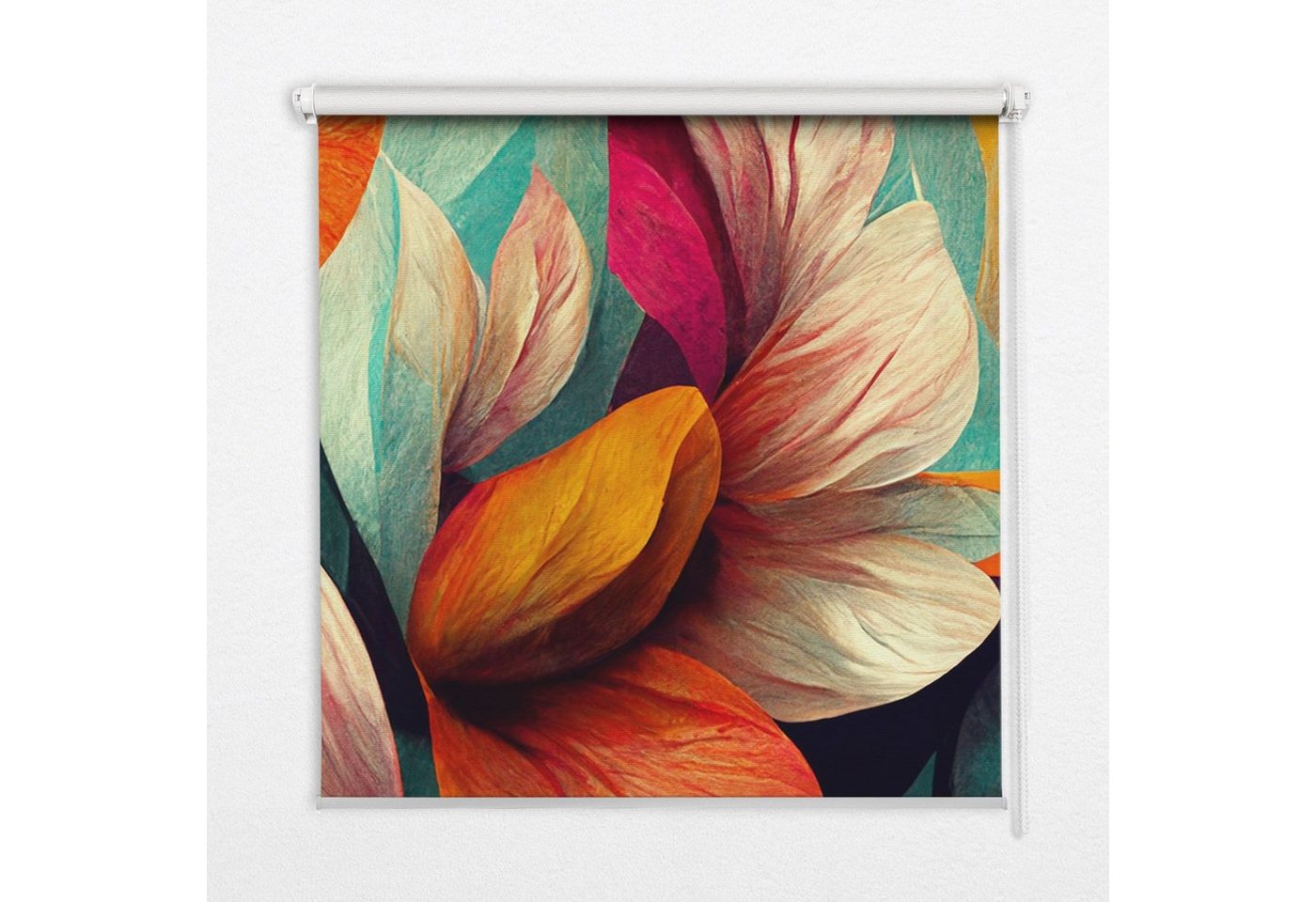 Rollo mit Aufdruck Blumen Lichtdurchlässiges oder Abdunkelndes, Tulup, leicht perforiert, Verschraubung, Bedruckt Bild 4
