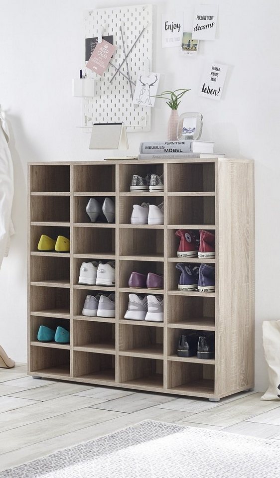 PREISBRECHER Schuhregal Boots 1, in Eiche Sonoma mit 24 Einlegeböden. Abmessungen (BxHxT) 92x95x33 cm Bild 3
