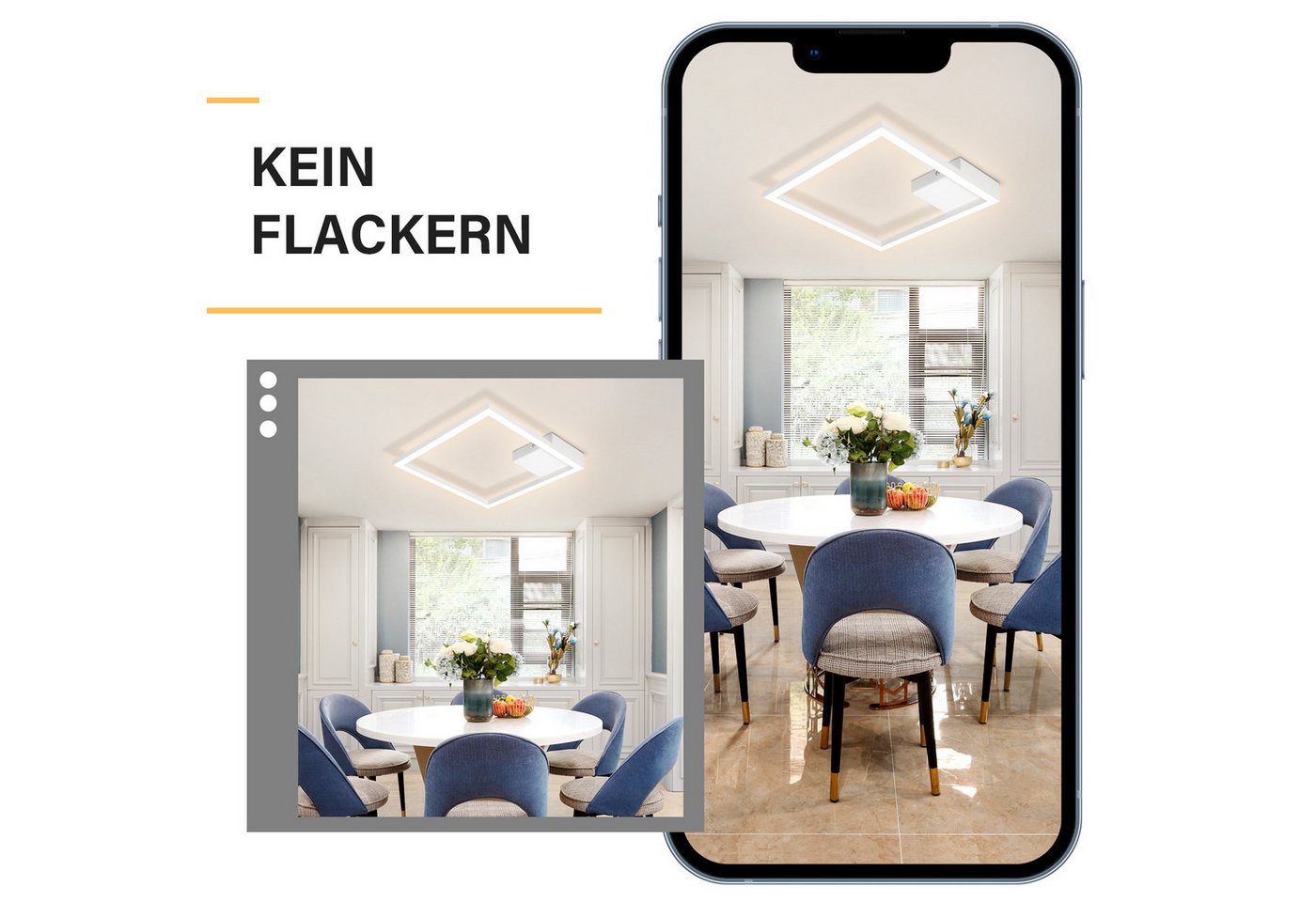 ZMH LED Deckenleuchte Deckenlampe Schwarz/Weiß Wohnzimmer Esszimmer Moderne 3000K, LED fest integriert, Warmweiß, Hochwertiger Lichtstreifen Augenschutz Schlafzimmerlampe Bild 2