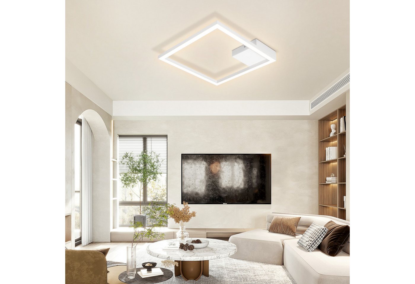 ZMH LED Deckenleuchte Deckenlampe Schwarz/Weiß Wohnzimmer Esszimmer Moderne 3000K, LED fest integriert, Warmweiß, Hochwertiger Lichtstreifen Augenschutz Schlafzimmerlampe Bild 3