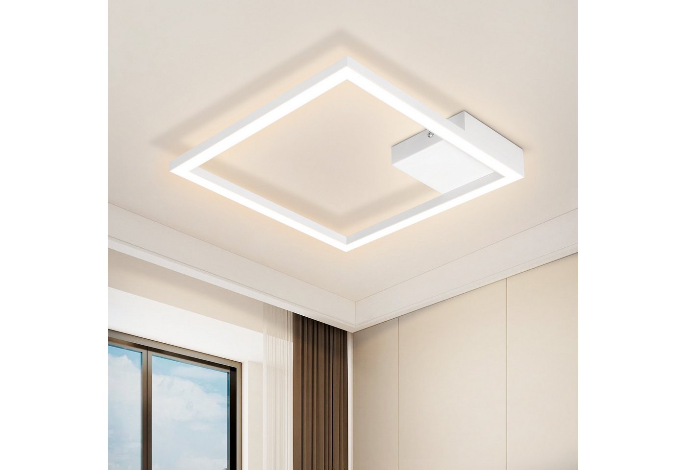 ZMH LED Deckenleuchte Deckenlampe Schwarz/Weiß Wohnzimmer Esszimmer Moderne 3000K, LED fest integriert, Warmweiß, Hochwertiger Lichtstreifen Augenschutz Schlafzimmerlampe Bild 4