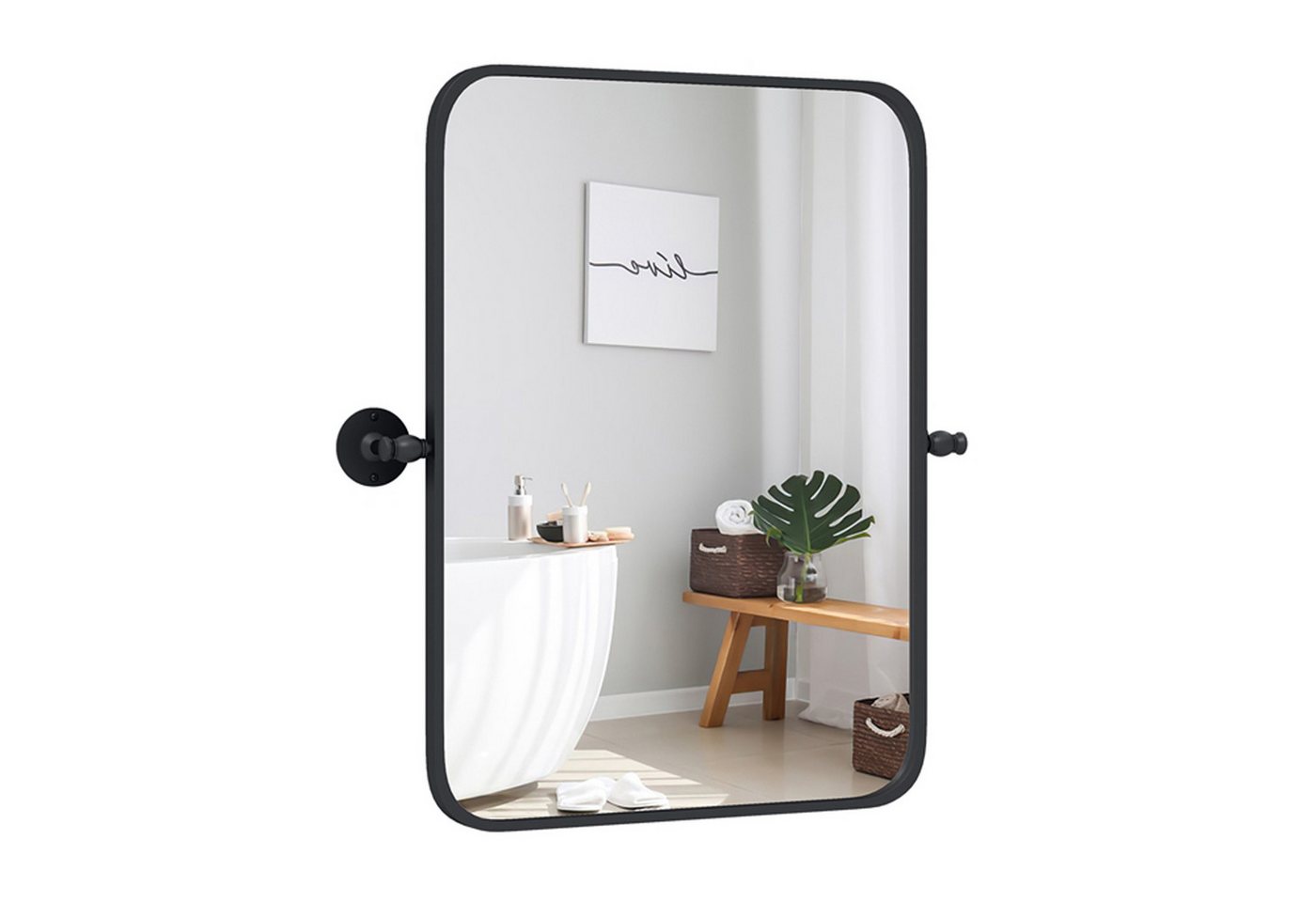 COSTWAY Badspiegel, mit Wandhalterung, kippbar, 76,5x56cm, rechteckig Bild 5
