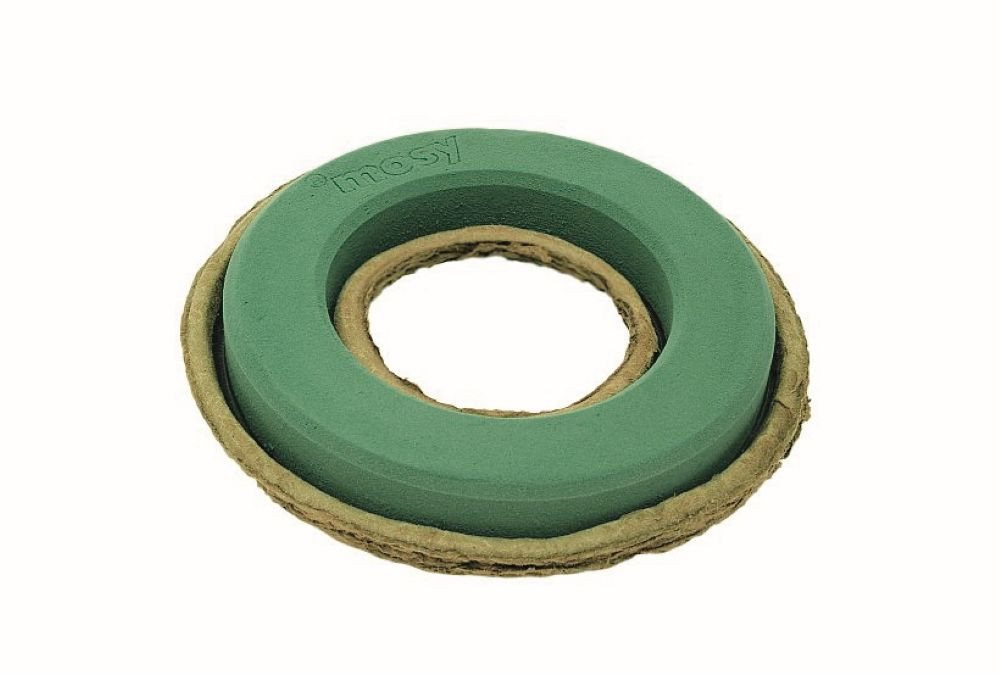 mosy Bastelmoos Kranz m. Steckmasse u. wasserab. Altpapierunterlage, 24 cm, Steckschaum, Steckmoos, Steckschwamm, rund, Ring