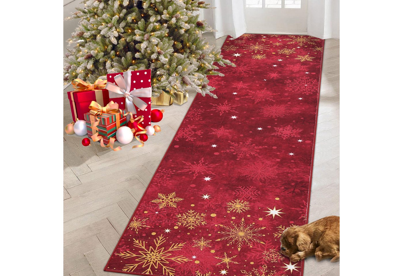 GarveeMore Teppich Weihnachten Waschbar Weihnachtsparty Innen Decor Kurzflor Rug