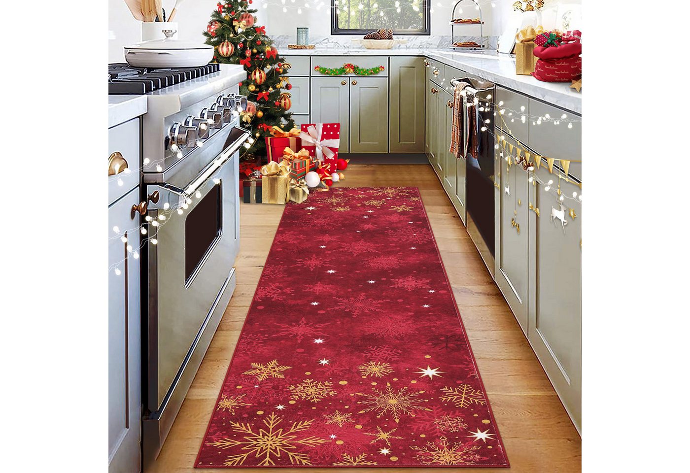 GarveeMore Teppich Weihnachten Waschbar Weihnachtsparty Innen Decor Kurzflor Rug Bild 3