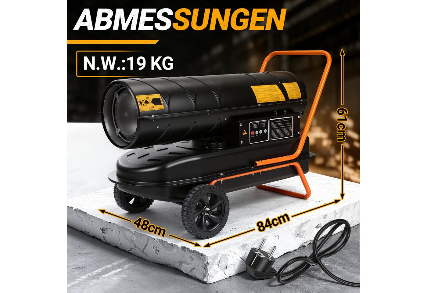Clanmacy Heizlüfter Heizkanone Dieselheizgebläse 30kW Diesel Heißluftgenerator 38L Tank Bild 4