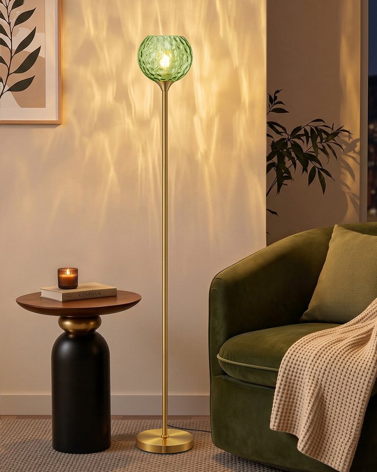 EDISHINE LED Stehlampe mit Glaslampenschirm, LED wechselbar, Warmweiß, Stehlampe Wohnzimmer, mintgrün Bild 3