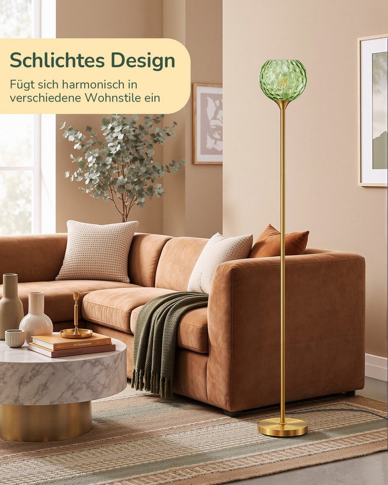 EDISHINE LED Stehlampe mit Glaslampenschirm, LED wechselbar, Warmweiß, Stehlampe Wohnzimmer, mintgrün Bild 5