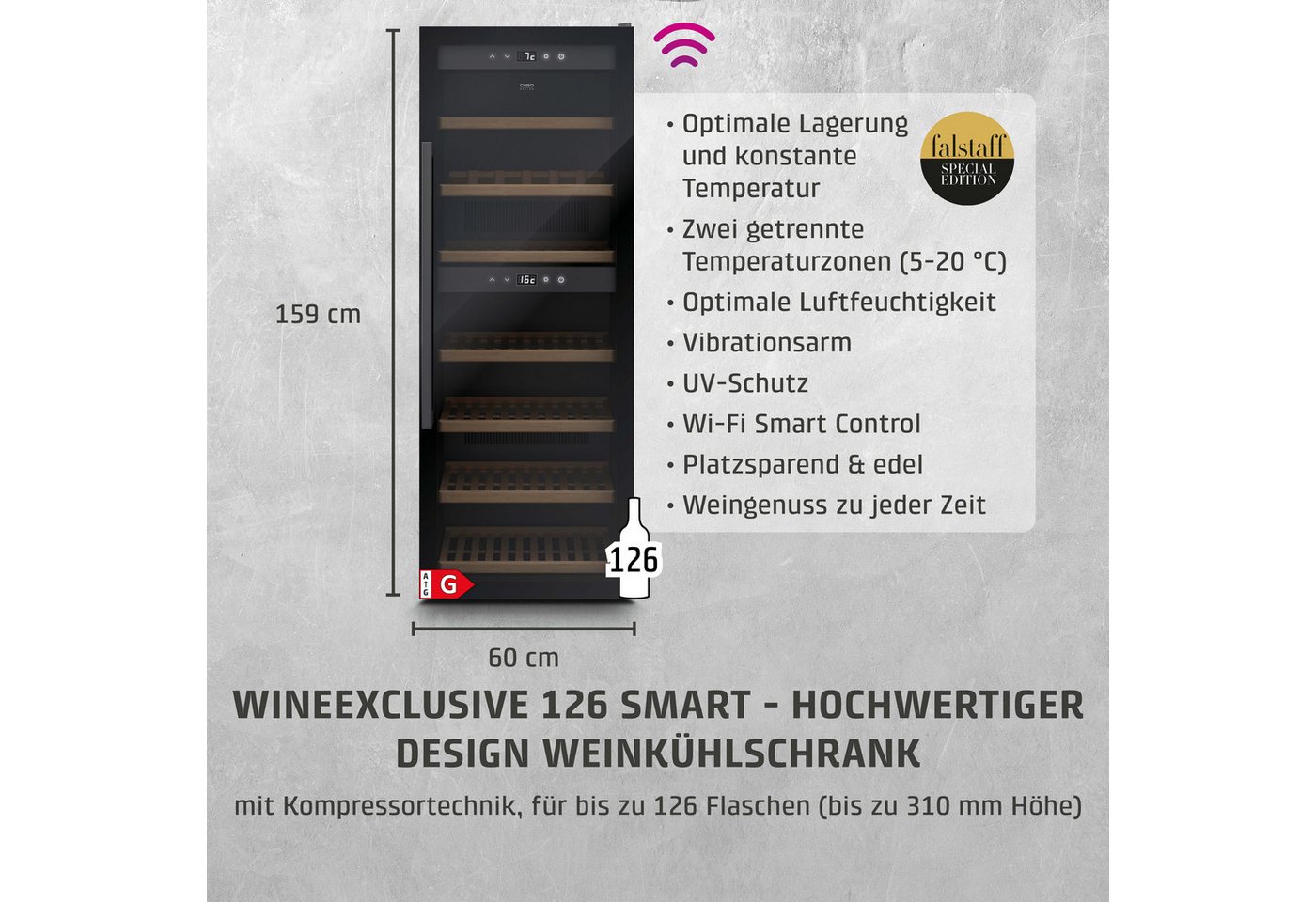 Caso Weinkühlschrank 729 WineExclusive 126 Smart