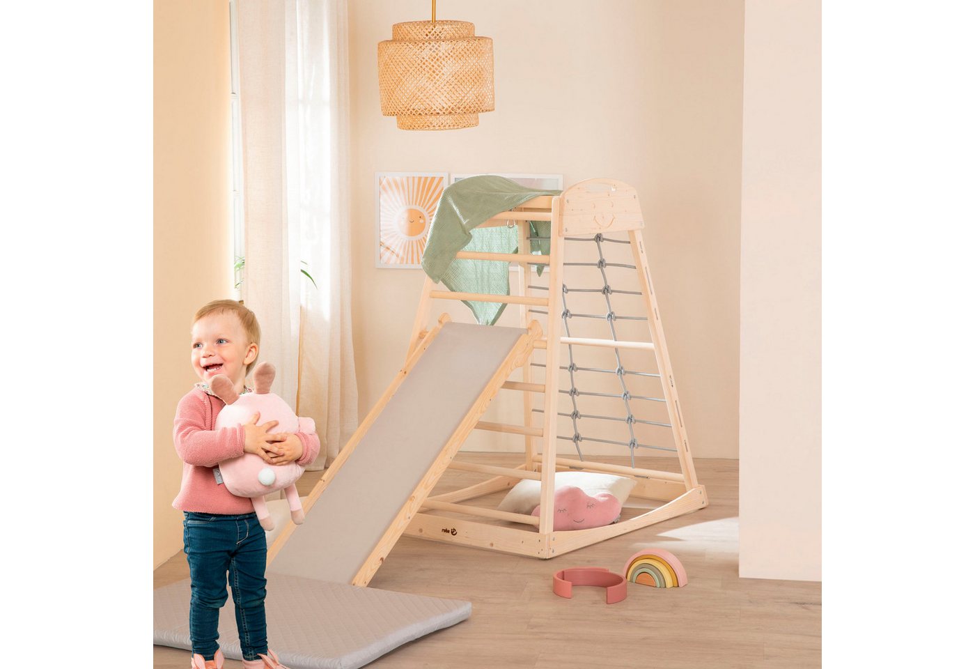 roba® Klettergerüst Montessori Indoor Spielturm, Belastbar bis 70 kg Bild 2