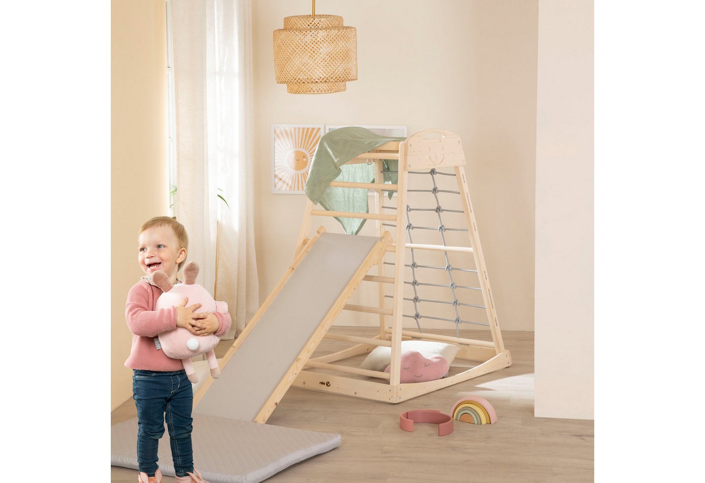 roba® Klettergerüst Montessori Indoor Spielturm, Belastbar bis 70 kg Bild 4