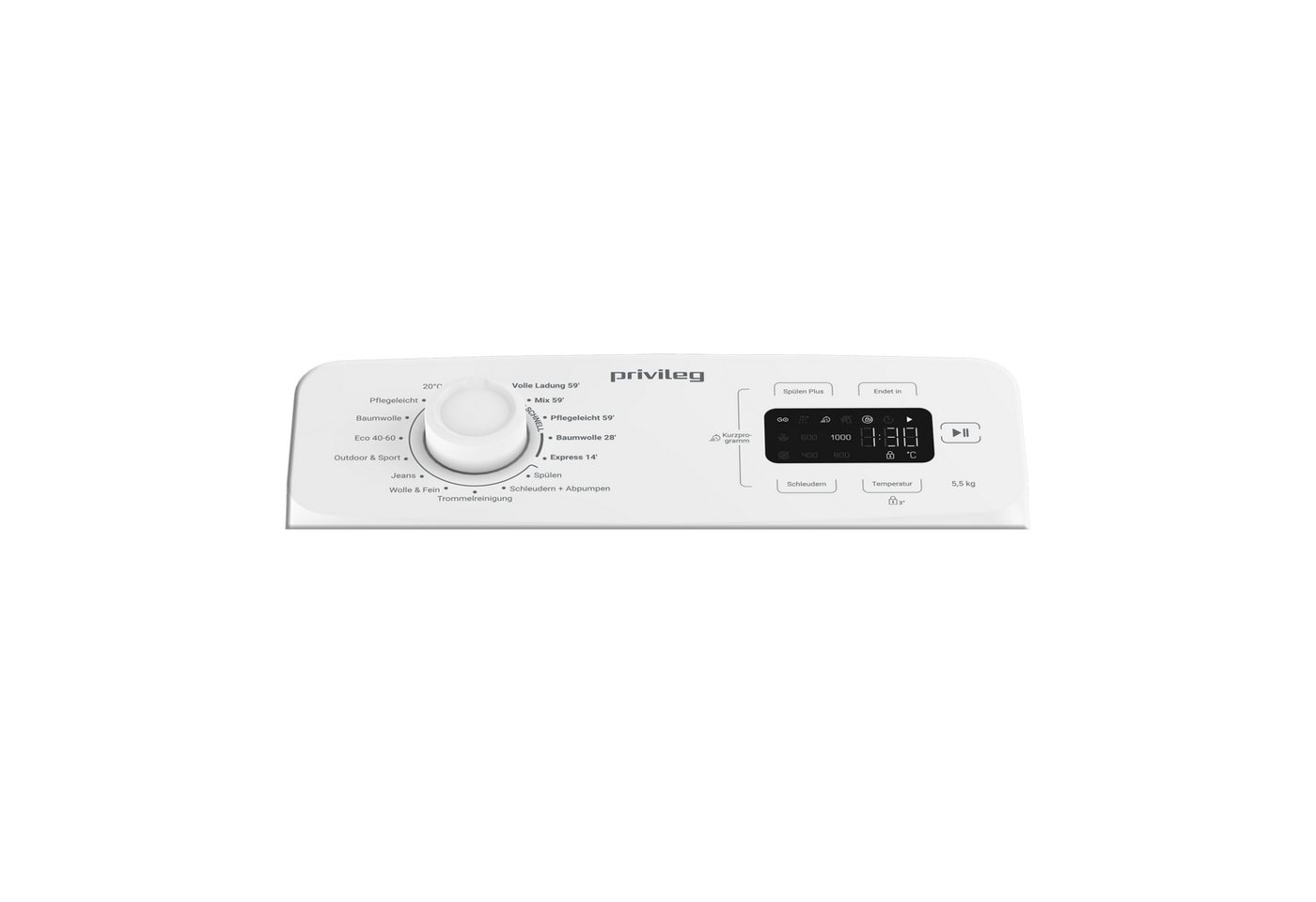 Privileg Waschmaschine Toplader PWT 55C MY TIME, 5,5 kg, 1200 U/min, Quick cycles – 5 Programme in unter 1 Stunde Bild 2