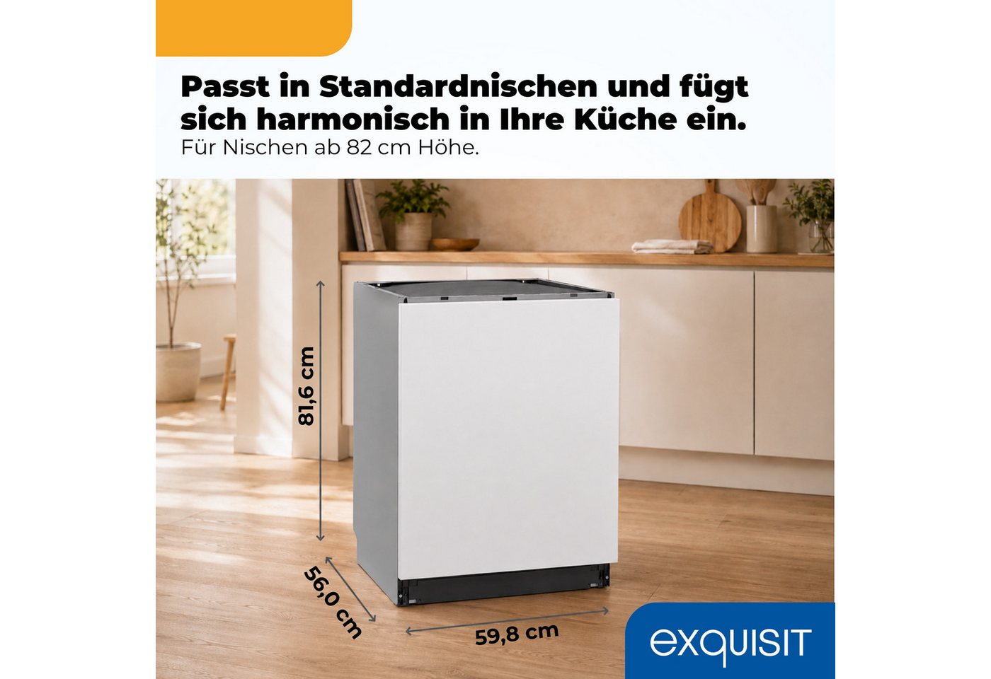 exquisit vollintegrierbarer Geschirrspüler EGSP9316-E-450C schwarz, 11,8 l, 16 Maßgedecke, Großes Fassungsvermögen, komfortabel im Alltag Bild 4