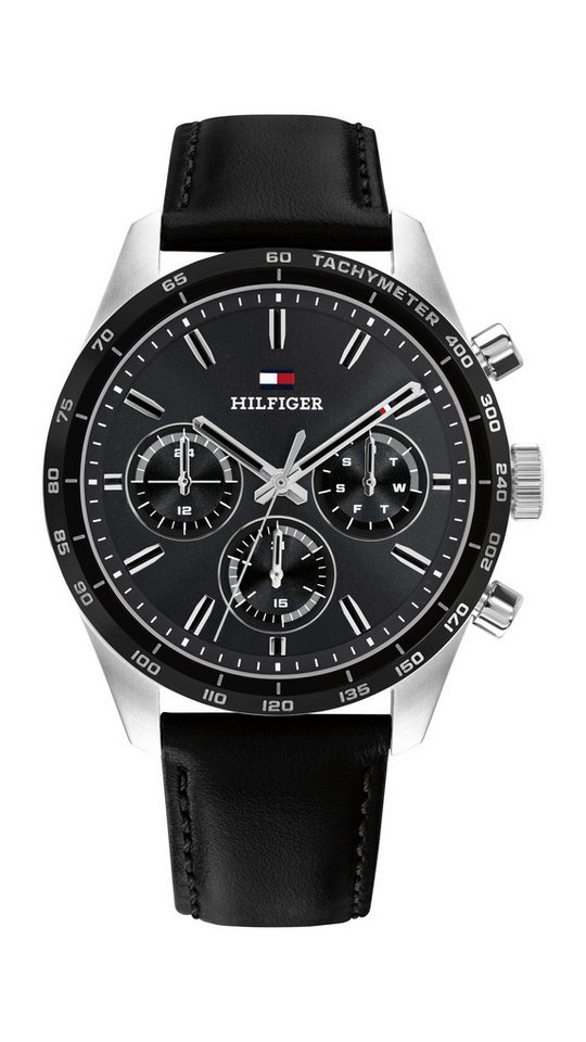 Tommy Hilfiger Multifunktionsuhr HAMPTON 1792277, Quarzuhr, Armbanduhr, Herrenuhr, Lederarmband, analog