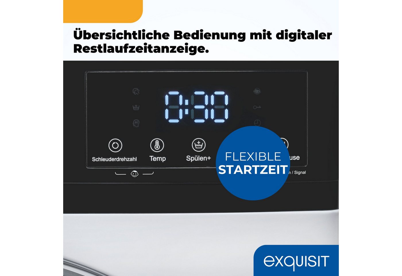 exquisit Waschmaschine WA8014-370A weiss, 8 kg, 1400 U/min, 8 kg, 1400 U/min, 11 Programme & Startzeitvorwahl