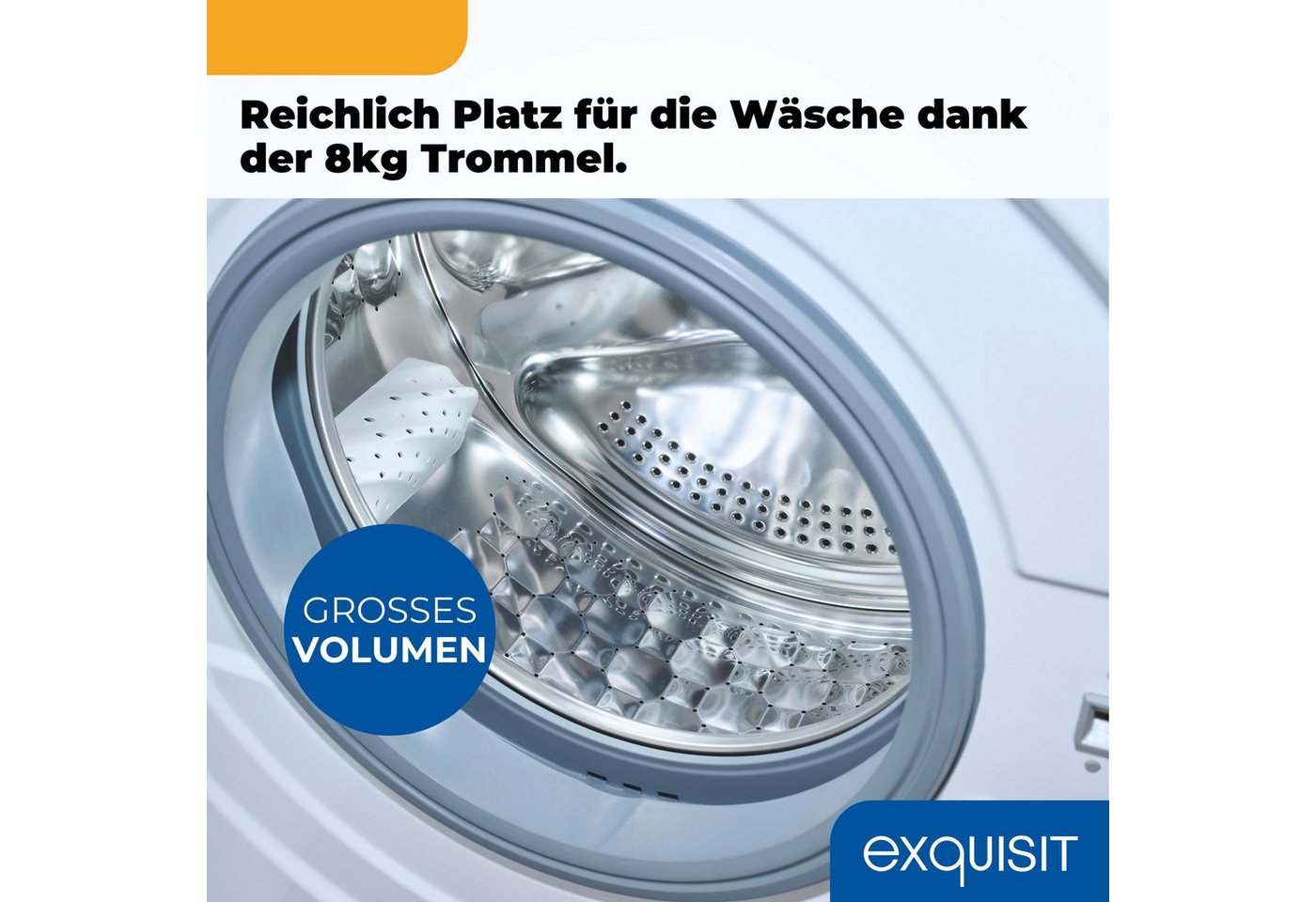 exquisit Waschmaschine WA8014-370A weiss, 8 kg, 1400 U/min, 8 kg, 1400 U/min, 11 Programme & Startzeitvorwahl Bild 4