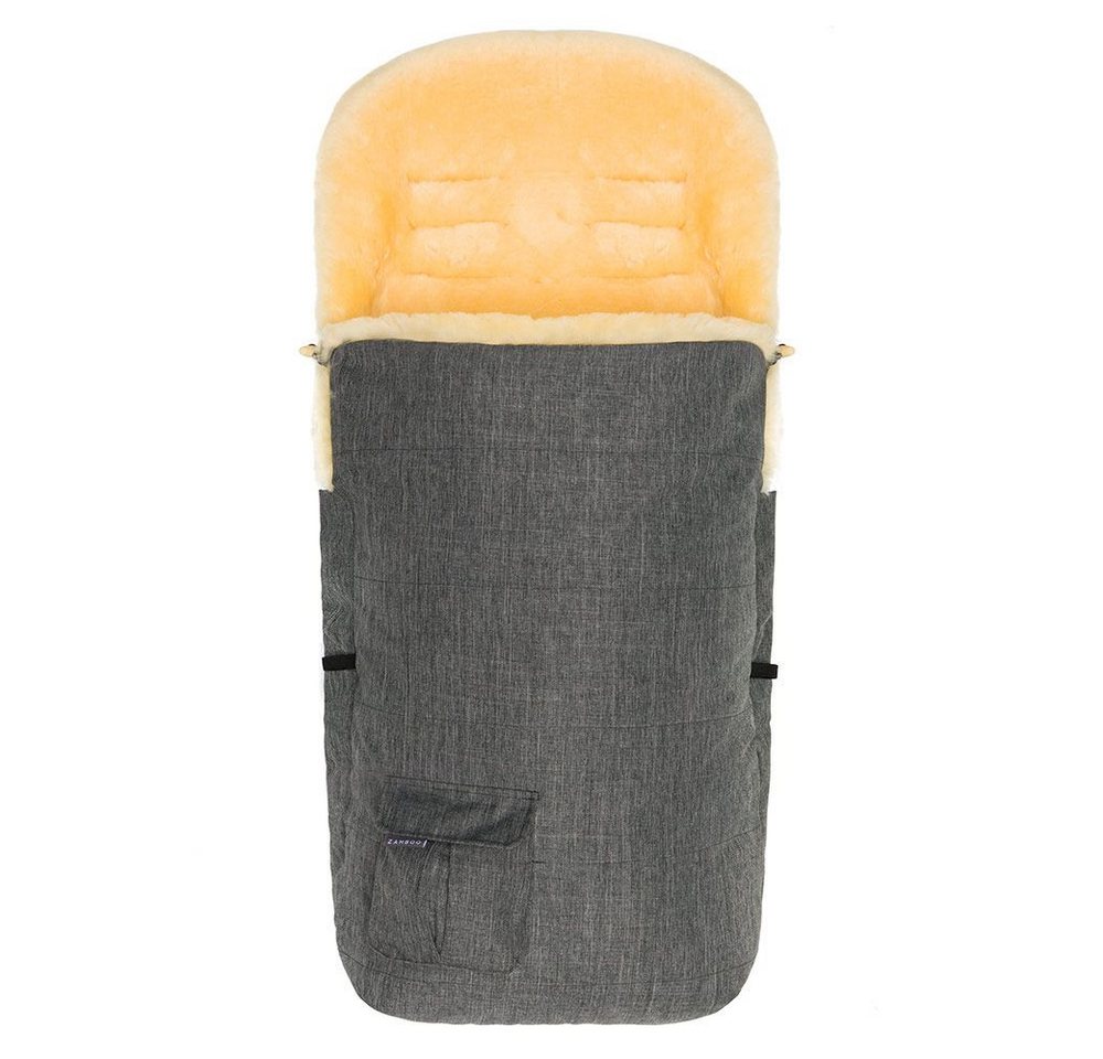 Zamboo Fußsack Melange Hellgrau, Lammfell Winter Fußsack für Kinderwagen & Buggy Baby Winterfußsack