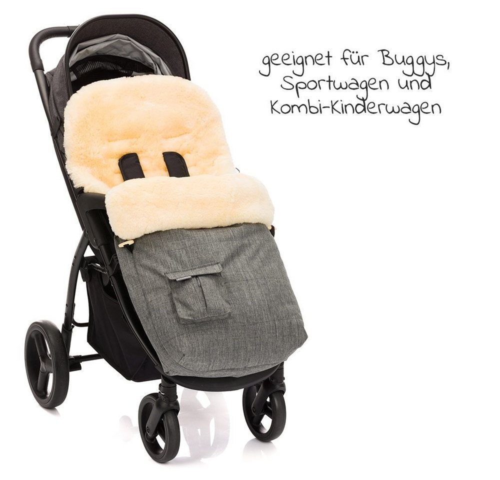 Zamboo Fußsack Melange Hellgrau, Lammfell Winter Fußsack für Kinderwagen & Buggy Baby Winterfußsack Bild 3