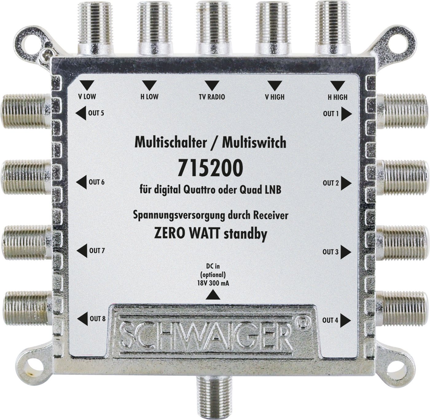 Schwaiger SAT-Multischalter 715200 (verteilt 1 Satellitenpositionen auf 8 Ausgänge), unabhängige Programmvielfalt für alle Teilnehmer Bild 5