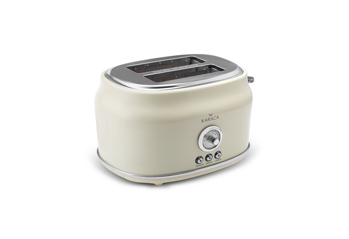 Karaca Sandwichmaker Retro Toaster Creme, 815W, 2 Scheiben, Auftau & Aufwärmen, Edelstahl Bild 2