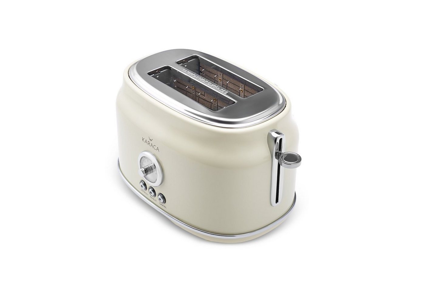 Karaca Sandwichmaker Retro Toaster Creme, 815W, 2 Scheiben, Auftau & Aufwärmen, Edelstahl Bild 5