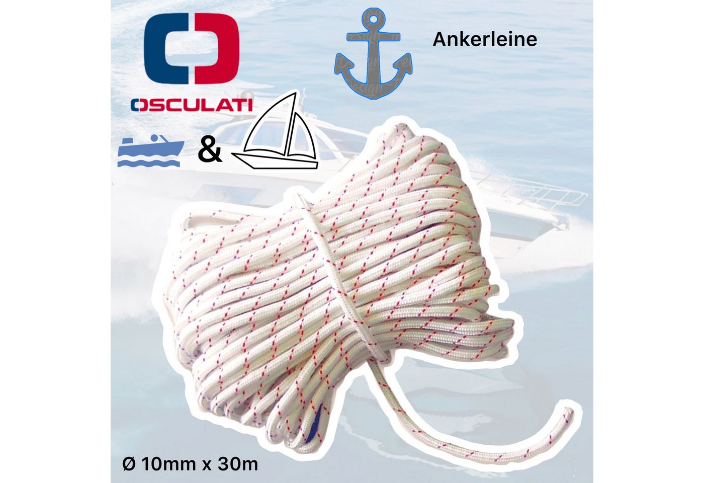 Osculati Motorboot Osculati Marine Boot Schot Festmacher Tau Ankerleine Seil 30m