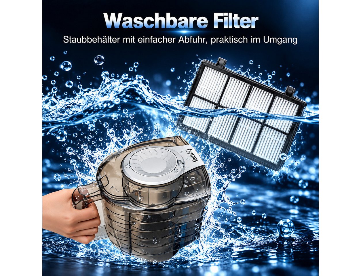 VacniQ Bodenstaubsauger BR5, 899 W, Staubbehälter, Beutelloser Staubsauger, Hohe Saugleistung, Kompakt Leicht Staubsauger Bild 4
