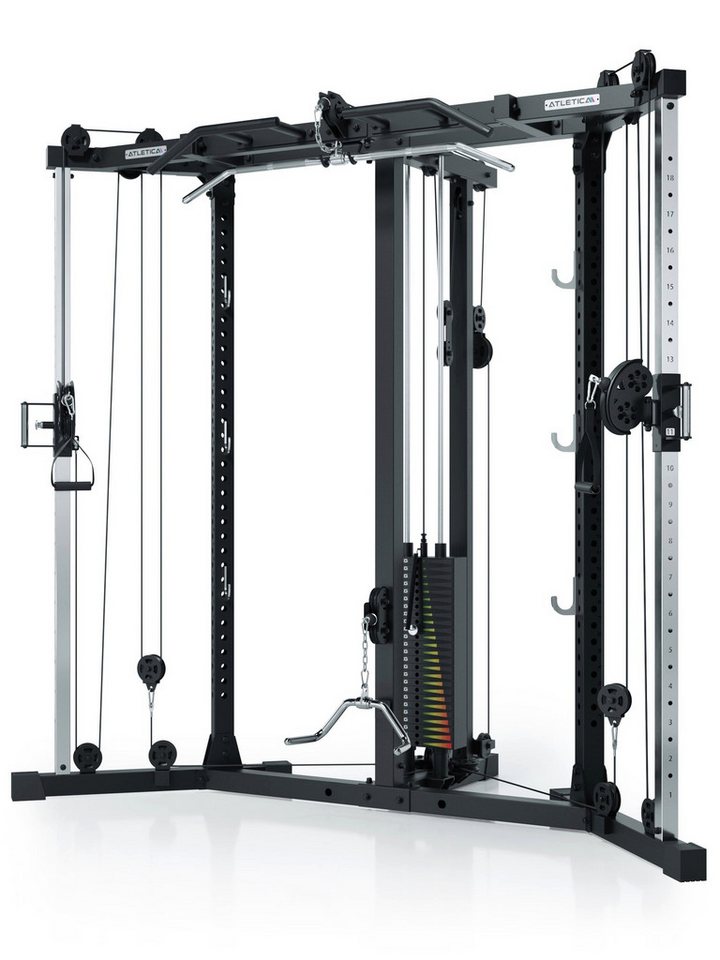 ATLETICA Power Rack Xtria, Kabelzugstation, 125kg Gewichtsblock, (32-tlg)