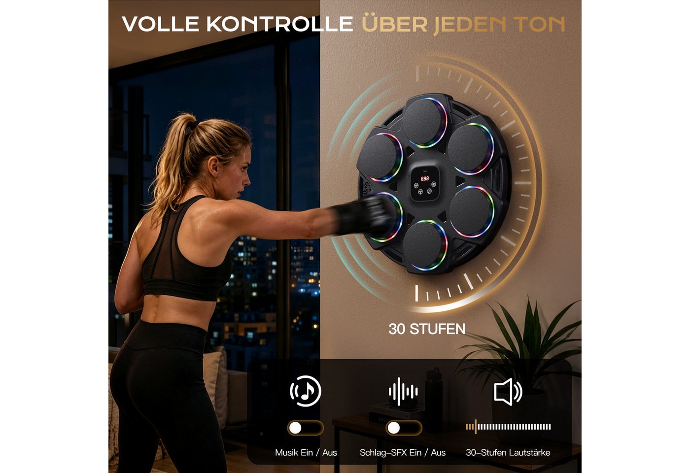 Elegear Boxmaschine boxmaschine mit musik für erwachsene Boxtrainingsmaschine Boxtraining, Stoßdämpfung Schlagzähler Touchscreen – Bluetooth 5.4, RGB, 12 Modi Bild 2