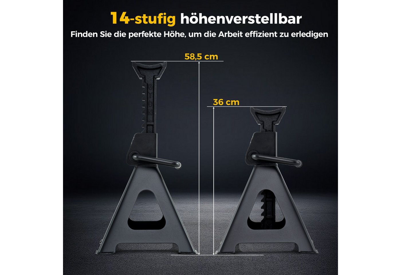 COSTWAY Wagenheber, max. Hubhöhe: 58,5 cm, 2er Set, bis 6 Tonnen Tragkraft Bild 2