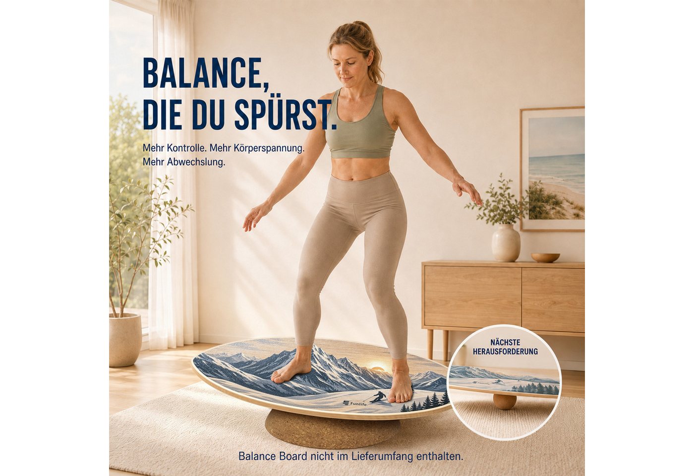 FunLife Balanceboard BALANCE DUO, 2-teiliges Balance-Board-Zubehör aus Kork mit Kuppel- und Kugelaufsatz