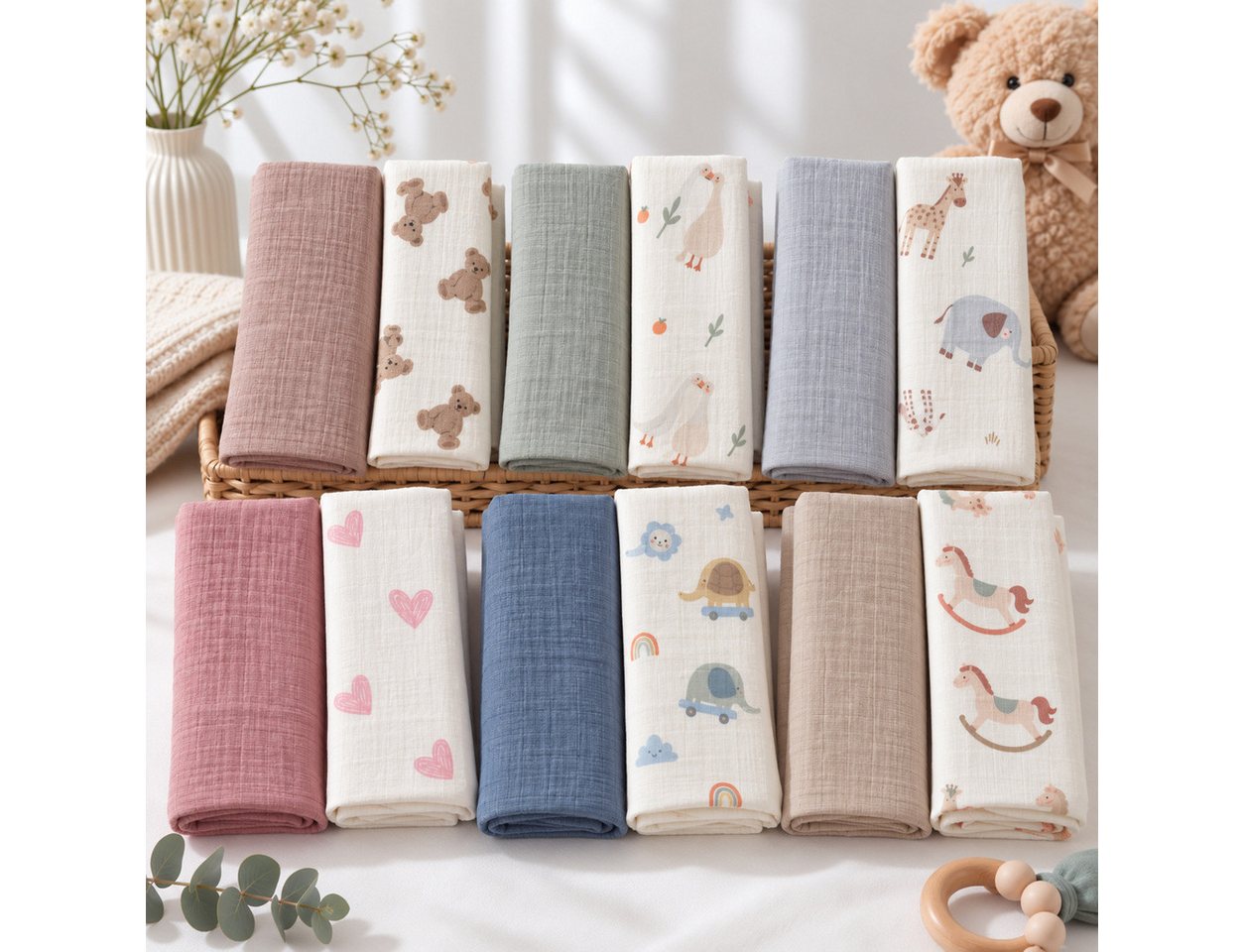 Bebekevi Spucktuch Spucktuch - Multitücher - Decke Müsselin 80 × 90 cm - 2er set