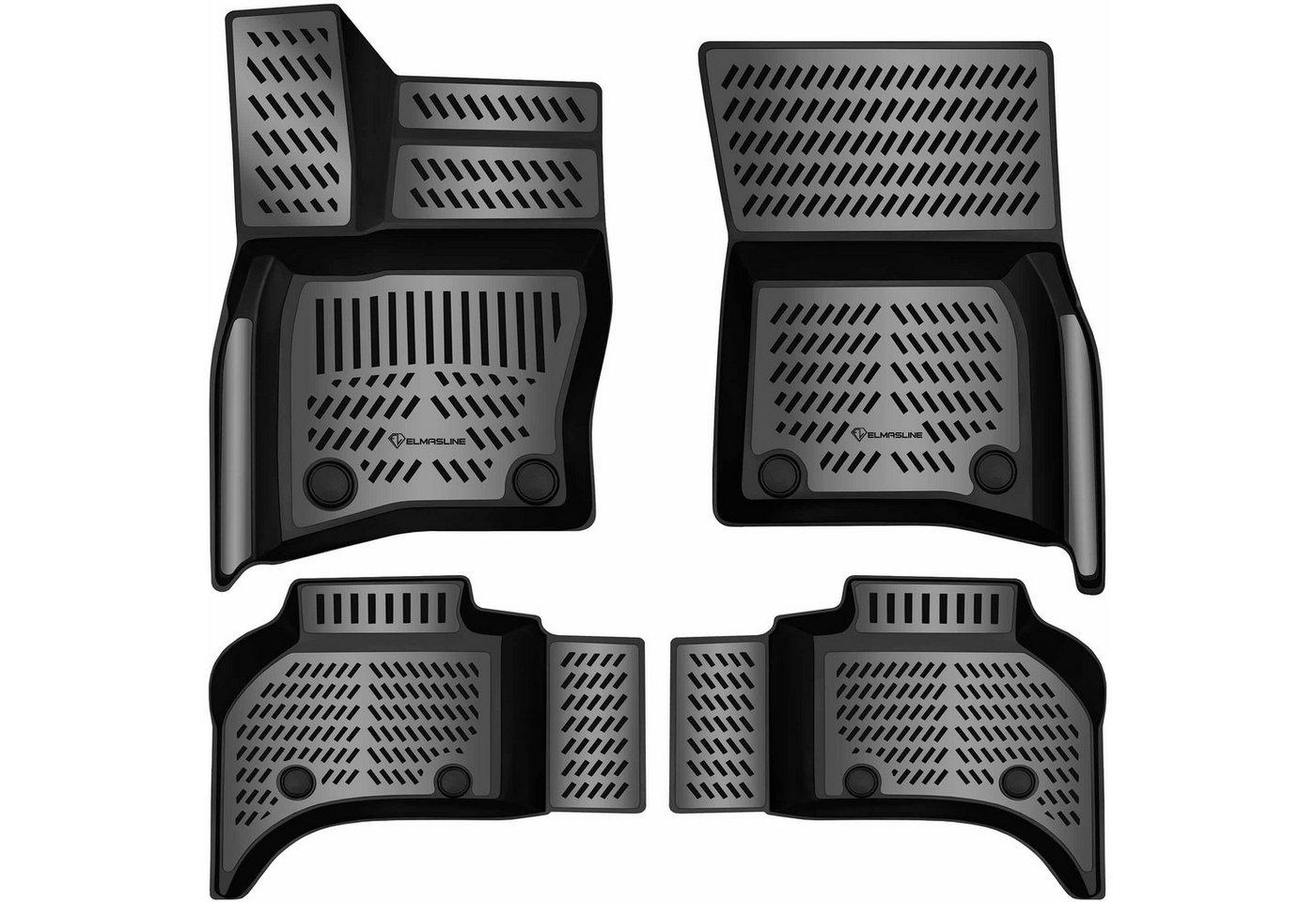 ELMASLINE Auto-Fußmatten für LAND ROVER DEFENDER 2020-2026 [II] - 3D Gummimatten - Geruchlos, für Land Rover Defender - Extra hoher Rand für mehr Schutz Bild 2