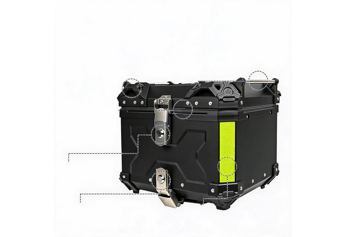 GarveeMore Topcase Top Case Moto 45L Koffer Motorrad aus Aluminium mit Sicherheitsschloss Bild 2