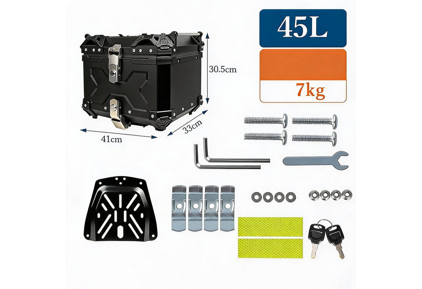 GarveeMore Topcase Top Case Moto 45L Koffer Motorrad aus Aluminium mit Sicherheitsschloss Bild 4