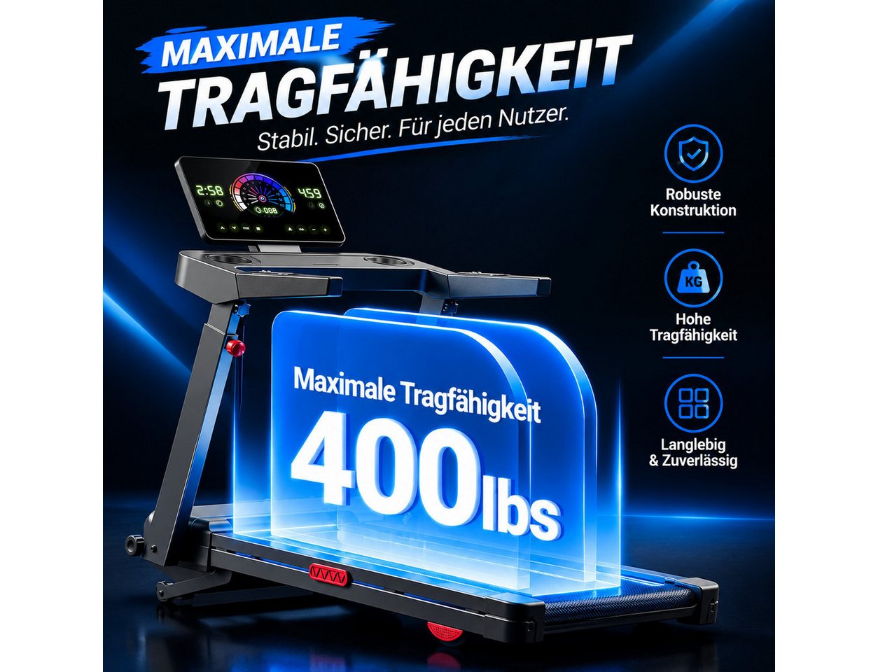 BAYMATE Laufband mit automatischer Steigung (3,5 HP Motor, bis 181 kg Belastung, Bild 2