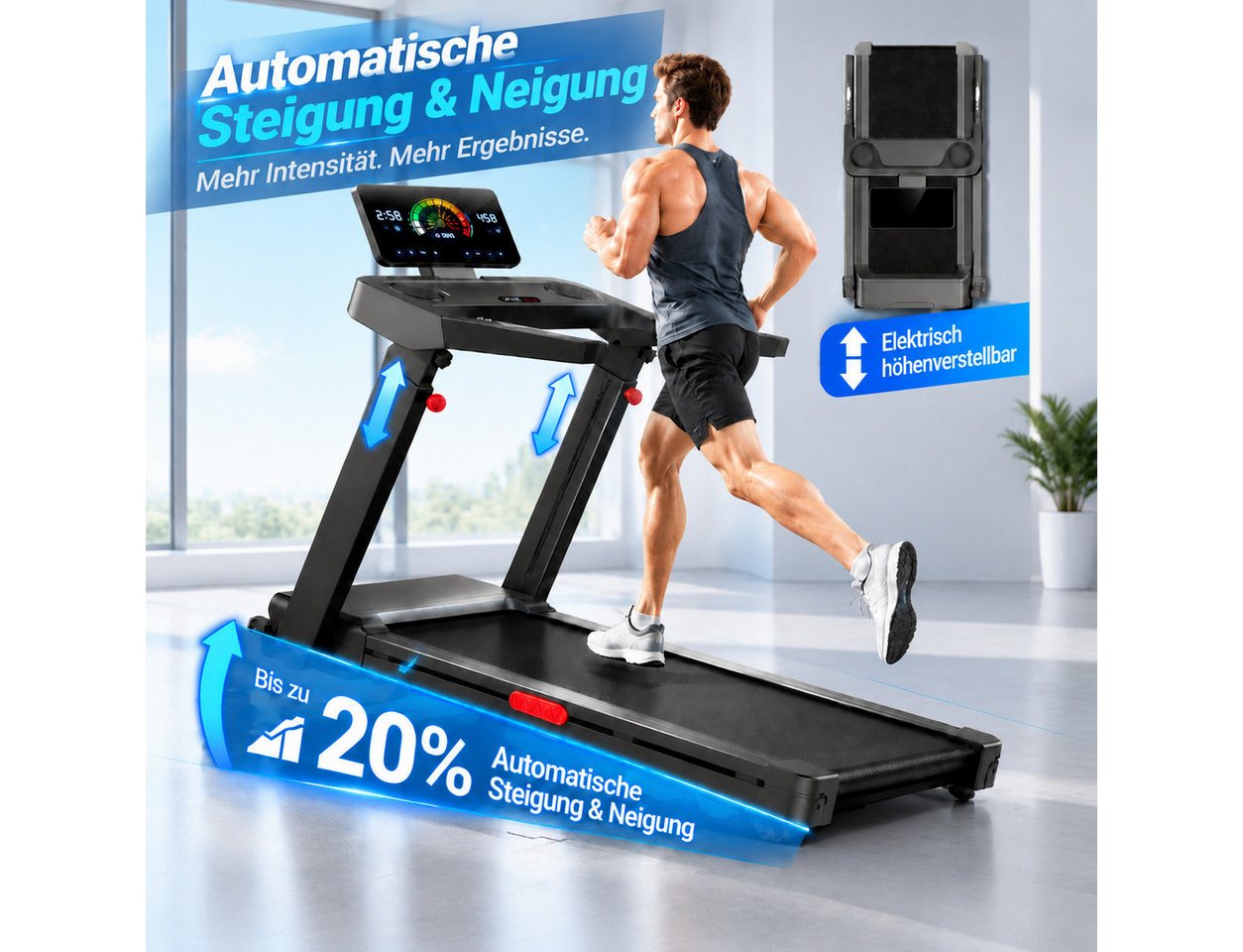 BAYMATE Laufband mit automatischer Steigung (3,5 HP Motor, bis 181 kg Belastung, Bild 3
